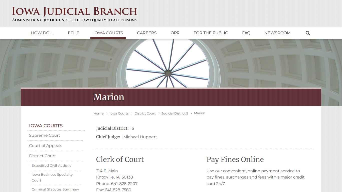 Marion | Judicial District 5 | Iowa Judicial Branch